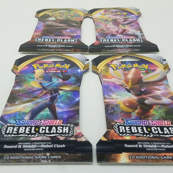 Pokemon TCG 4 Booster Pack Bundle Sword & Shield Rebel Clash Factory Sealed - Picture 5 of 8